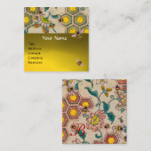 ミツバチ、ミツバチ、春の花養蜂家 スクエア名刺 (正面/裏面)