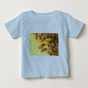 ミツバチ+巣+蜂蜜+コンブ+スイーツ+黄色 ベビーTシャツ
