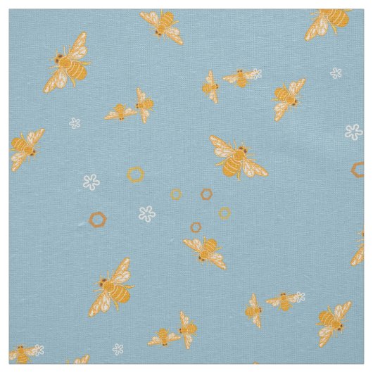 ミツバチ、花、櫛 ファブリック (見本)