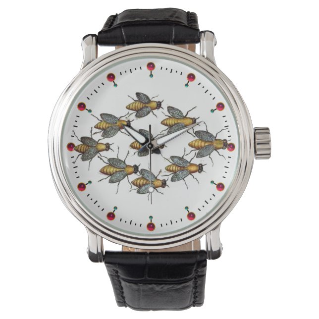 ミツバチ/養蜂家の白 腕時計 (正面)