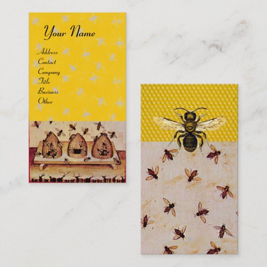 ミツバチ，養蜂家，養蜂家 名刺 (正面/裏面)