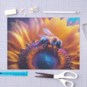 ミツバチonひまわり 薄葉紙 (クラフト)