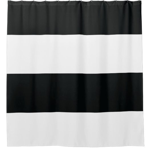 ミデアス |ブラックとホワイトのエクストラストライプワイド シャワーカーテン (正面)