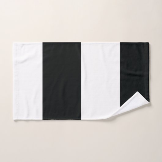 ミデアス |ブラックとホワイトのエクストラストライプワイド ハンドタオル (ハンドタオル)
