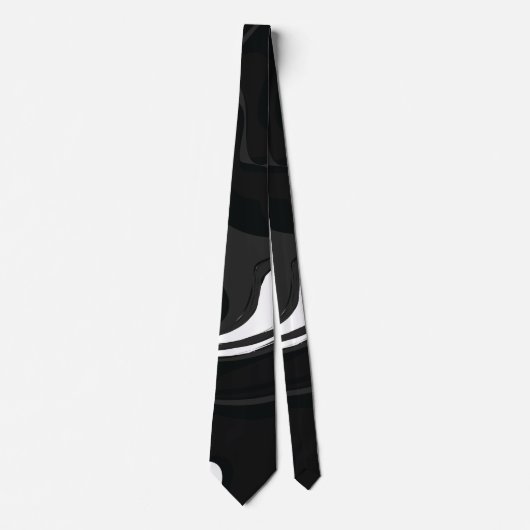 ミデアス|白と黒のグレーのワッキーマーブレッド(白絵を描) ネクタイ (正面)