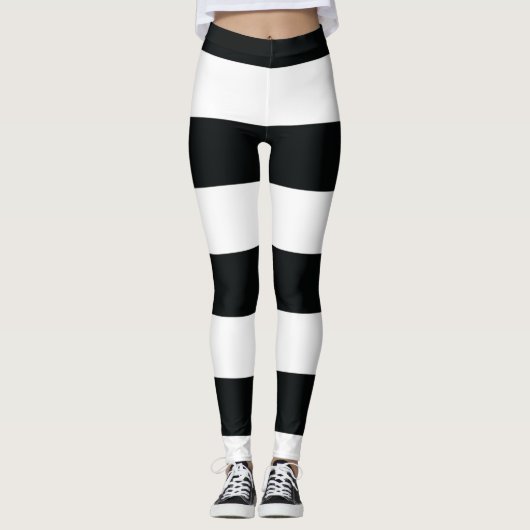 ミデアス |白黒ワイドストライプ レギンス (正面)