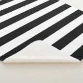 ミデアス |黒と白の太いストライプ シェルパブランケット (3/4)