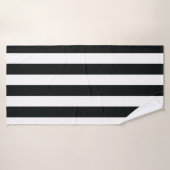 ミデアス |黒と白の太いストライプ バスタオル (バスタオル)