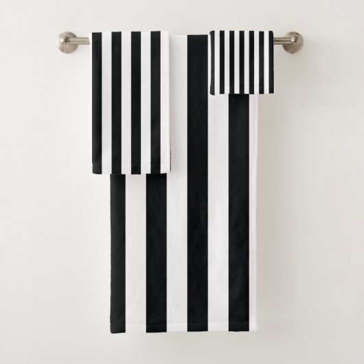 ミデアス |黒と白の薄いストライプ バスタオルセット (インサイチュ)