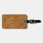 ミディアムオークブラウンカウレザーテクスチモノグラムのャ ラゲッジタグ (正面横)