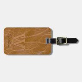 ミディアムオークブラウンカウレザーテクスチモノグラムのャ ラゲッジタグ