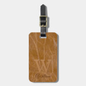ミディアムオークブラウンカウレザーテクスチモノグラムのャ ラゲッジタグ (正面縦)