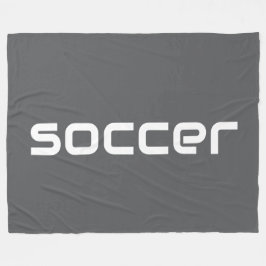 ミディアムクールグモダン・グレー上の白サッカー文字 フリースブランケット