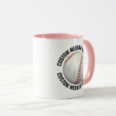 ミディアムテキスト PINK コンボ 11oz カスタム野球 マグカップ (正面右)