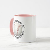 ミディアムテキスト PINK コンボ 11oz カスタム野球 マグカップ (正面左)