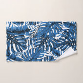 ミディアムデニムブルートロピカルパーム葉ズアイランドシック バスタオルセット (ハンドタオル)