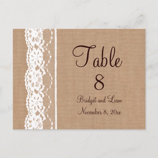 ミディアムバーラップ&ヴィンテージレーステーブル番号 ポストカード (正面)