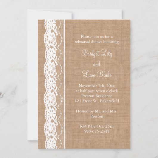 ミディアムバーラップ&ヴィンテージレースリハーサルディナー 招待状 (正面)