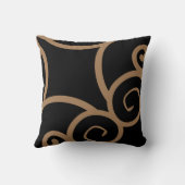 ミディアムブラウンとブラックモダン抽象芸術枕 クッション (裏面)