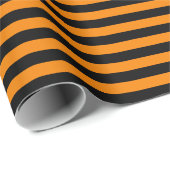 ミディアムブラックとオレンジのストライプ ラッピングペーパー (ロールコーナー)