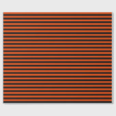 ミディアムブラックとブライトオレンジストライプ ラッピングペーパー (フラット)