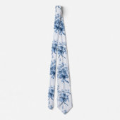 ミディアムブルーとホワイトのクォケット ネクタイ (裏面)