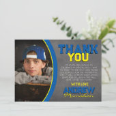 ミディアムブルーイエローシャルボードグラードサンキューカード 招待状 (スタンド正面)