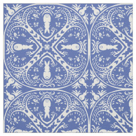 . . .ミディアムブルーウサギのメダリオンパターンかわいい ファブリック