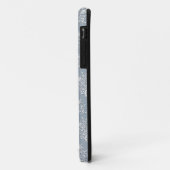 ミディアムブルーグレーとホワイトのダマスク模様 Case-Mate iPhoneケース (裏面/左)