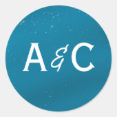 ミディアムブルースカイ雪モノグラム結婚ズ ラウンドシール (正面)