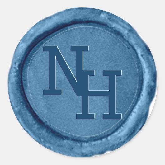 ミディアムブルーワックスシールモノグラムイニシャル結婚ズ ラウンドシール (正面)