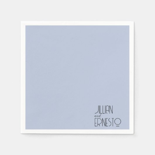 ミディアムブルー無地のリリー・オブ・ザ・バレーカスタム スタンダードカクテルナプキン (正面)