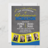 ミディアムブルー&イエローチャックボードフィルムストリップグラード 招待状 (正面)