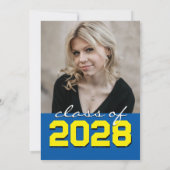 ミディアムブルー&イエローチャックボードフィルムストリップグラード 招待状 (裏面)