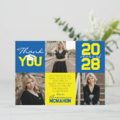 ミディアムブルー&イエロー3写真卒業 招待状 (スタンド正面)