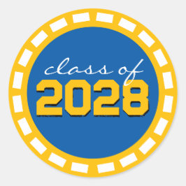 ミディアムブルー&ゴールドフィルムストリップ卒業 ラウンドシール