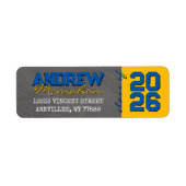 ミディアムブルー&金ゴールドシャルボードグラード差出人住所 ラベル (正面)