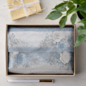 ミディアムベビーブルーストライプ&レース 薄葉紙 (ギフト)