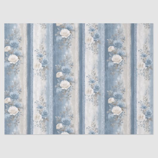 ミディアムベビーブルーストライプ&レース 薄葉紙 (正面)