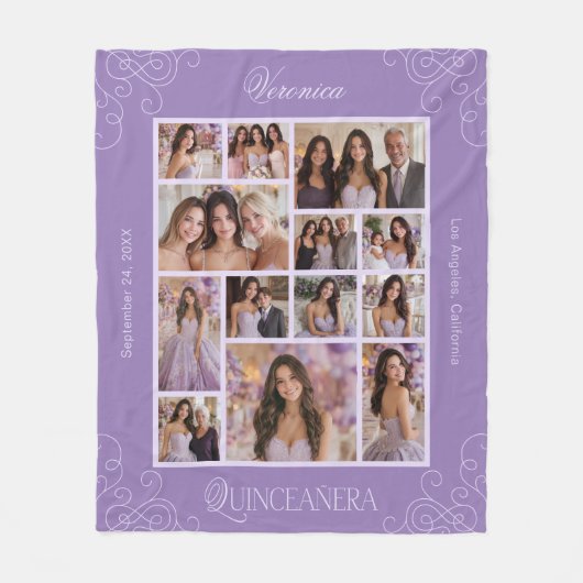 ミディアムラベンダー14フォトキープサケキンセニェラ フリースブランケット (正面)