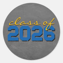 ミディアム ブルー & ゴールド チョークボード 卒業 シール