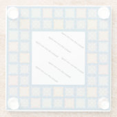 ミディテラン青、オレンジと緑の枠 ガラスコースター (裏面)