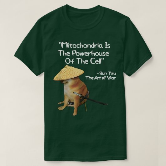 ミトコンドリアの力豪サムライ犬の戦争の芸術 Tシャツ (デザイン正面)