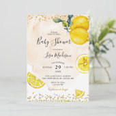 ミトラスレモン水彩をテーマにしたベビーシャワー 招待状 (スタンド正面)