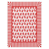 ミトンおよび雪片のレトロのクリスマスのスキー休日 テーブルクロス (正面)