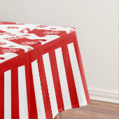 ミトンおよび雪片のレトロのクリスマスのスキー休日 テーブルクロス (インサイチュ)