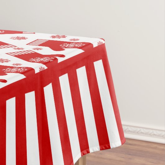 ミトンおよび雪片のレトロのクリスマスのスキー休日 テーブルクロス (インサイチュ)