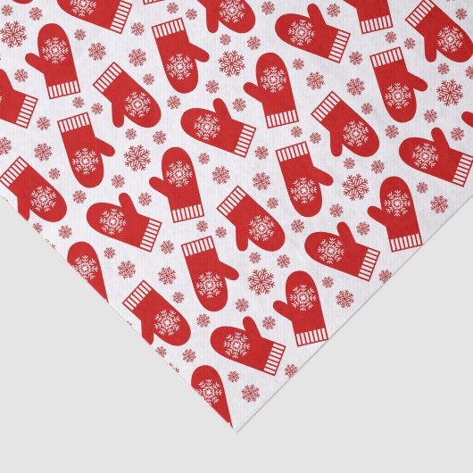 ミトンおよび雪片のレトロのクリスマスのスキー休日 薄葉紙 (詳細)