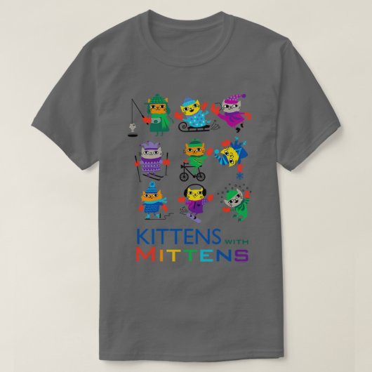 ミトンで子猫 Tシャツ (デザイン正面)