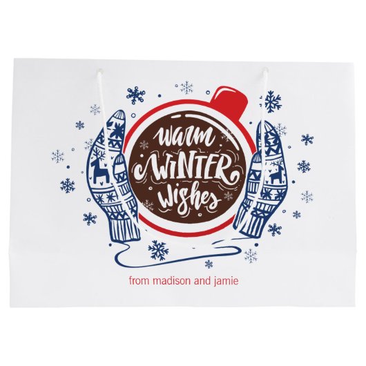 ミトンとココアのあたたかな冬の願い ホリデー ラージペーパーバッグ (裏面)